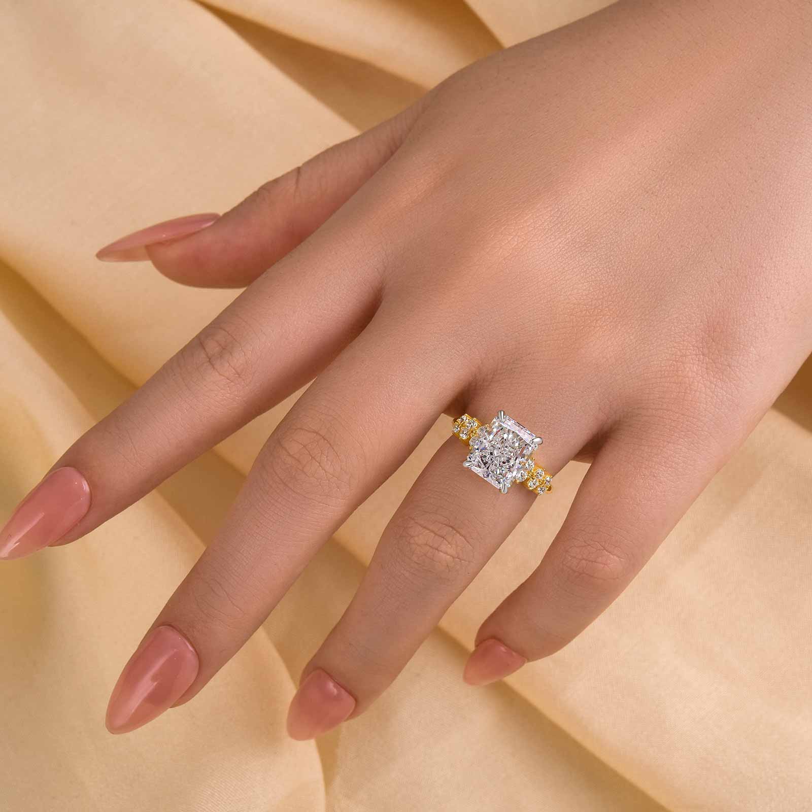 Ahabobo Two-Tone 4.5 Carat Radiant Cut Travel Ring
