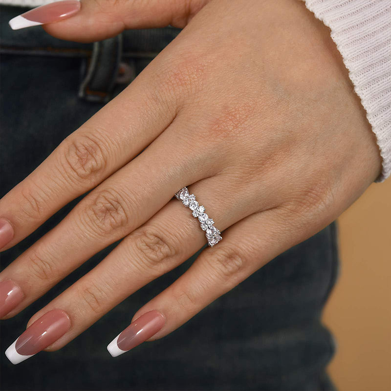 Ahabobo Unique Round Cut Full Wedding Band for Women