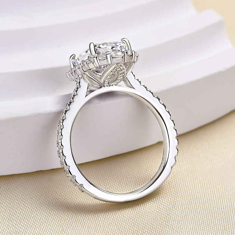 Temperamental Halo Radiant Cut Simulated Diamond Engagement Ring