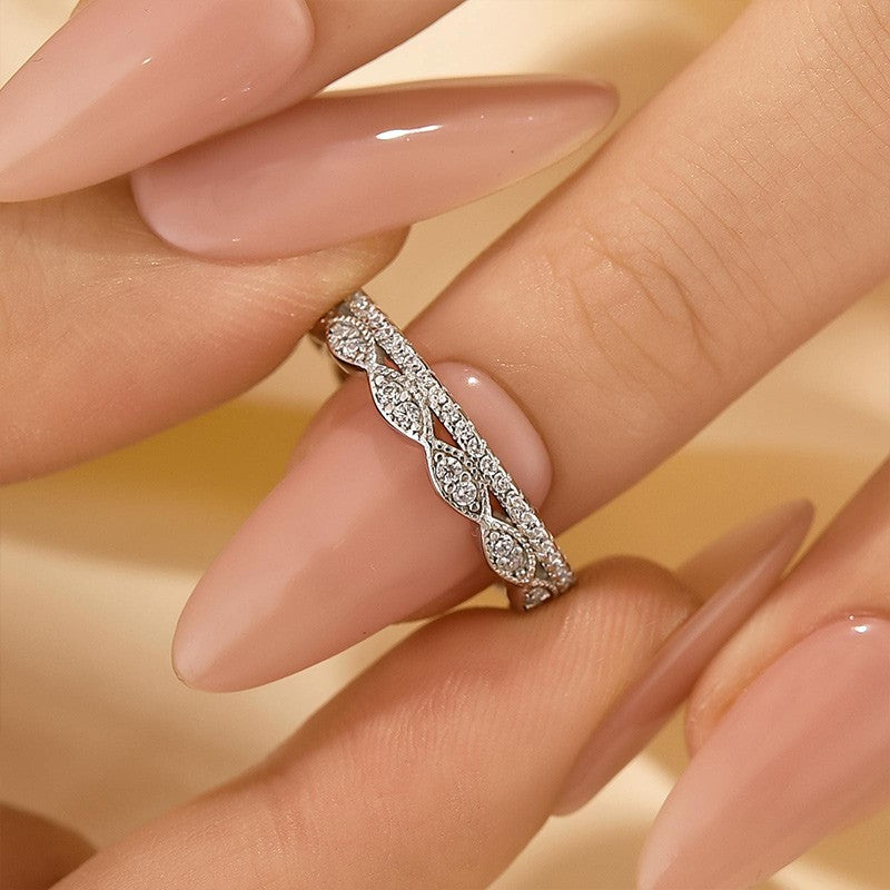 0.5Ct Simulated Diamond Eternity Wedding Band Travel Ring In Sterling Silver