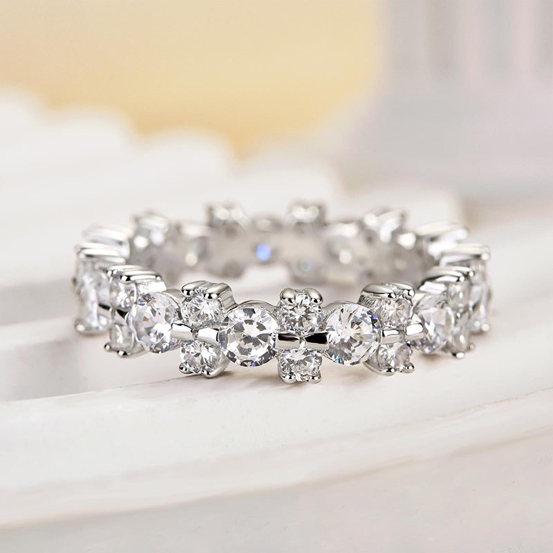 Ahabobo Unique Round Cut Full Wedding Band for Women