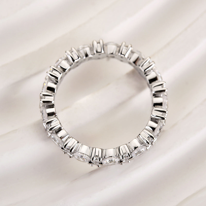 Ahabobo Unique Round Cut Full Wedding Band for Women