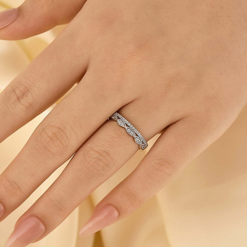 0.5Ct Simulated Diamond Eternity Wedding Band Travel Ring In Sterling Silver