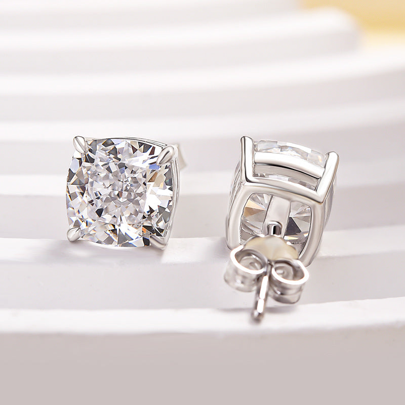 1.5 Carat Cushion Cut Sterling Silver Women's Stud Earrings