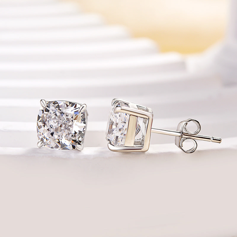 1.5 Carat Cushion Cut Sterling Silver Women's Stud Earrings