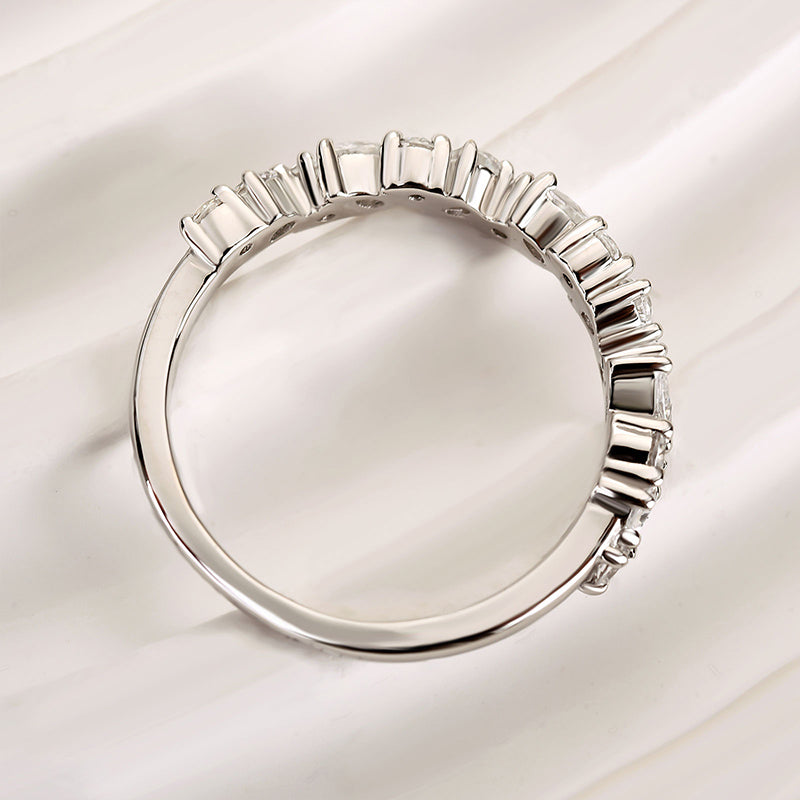 Ahabobo Unique Half Pear & Round Cut Women's Wedding Band
