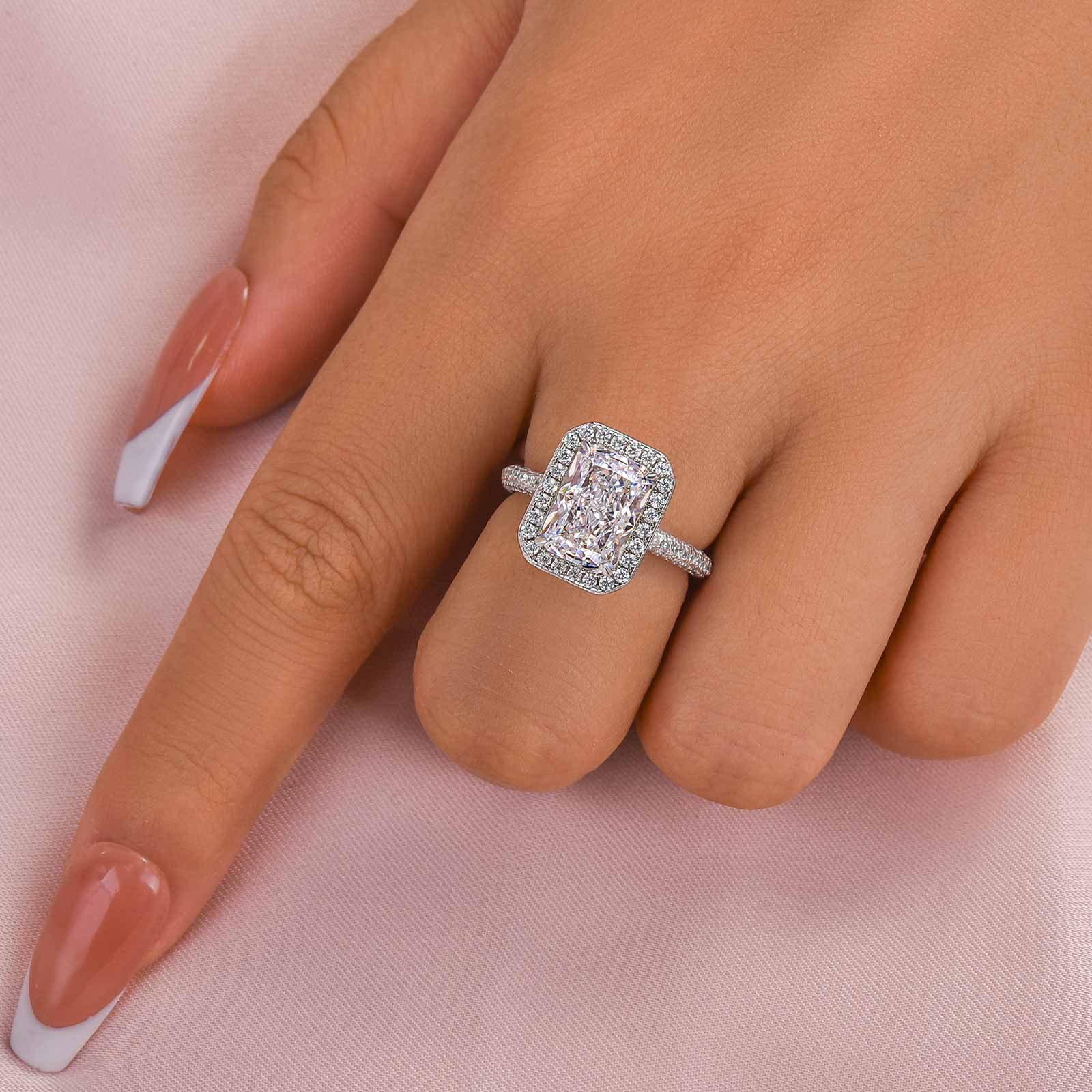 Ahabobo Noble Halo Radiant Cut Engagement Ring