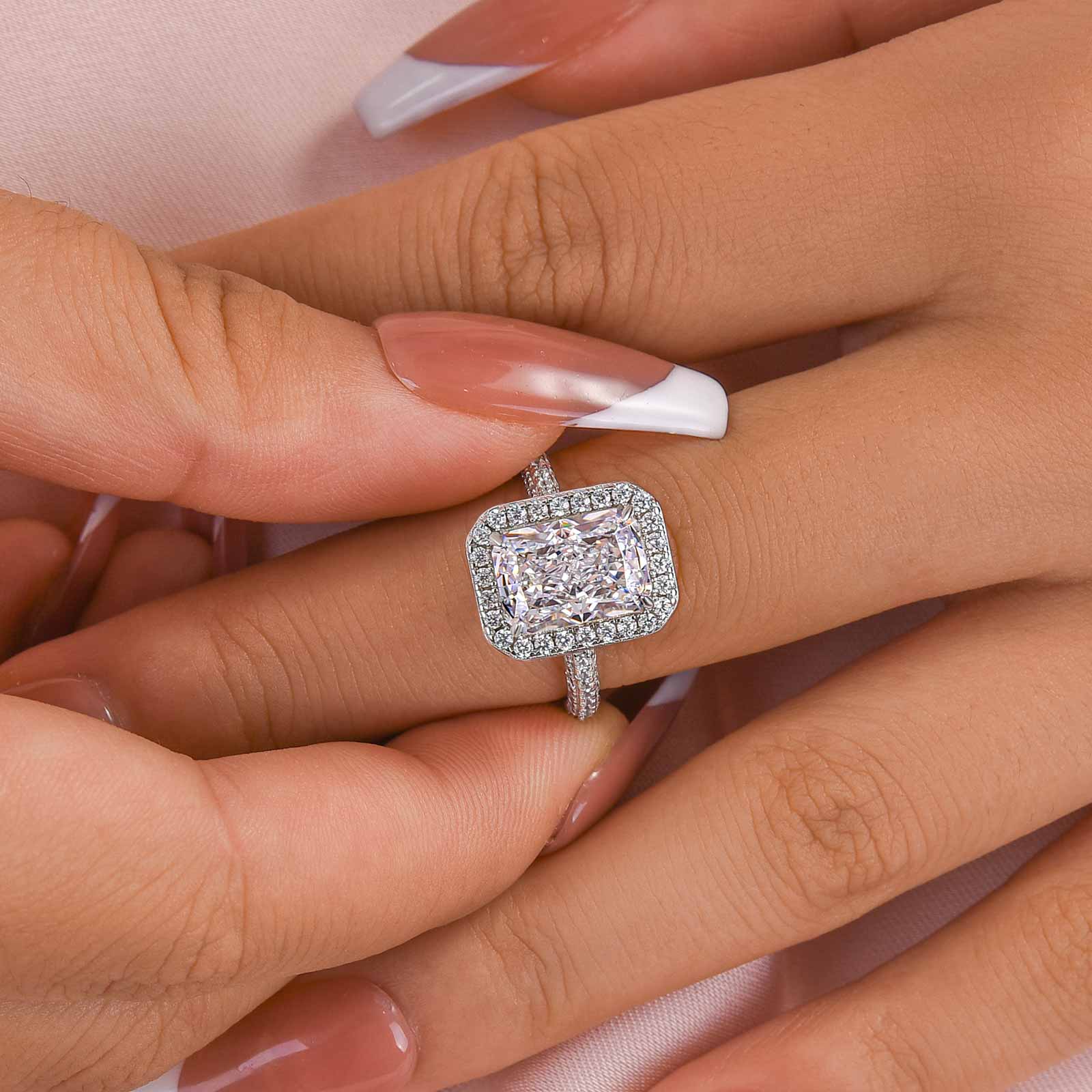 Ahabobo Noble Halo Radiant Cut Engagement Ring