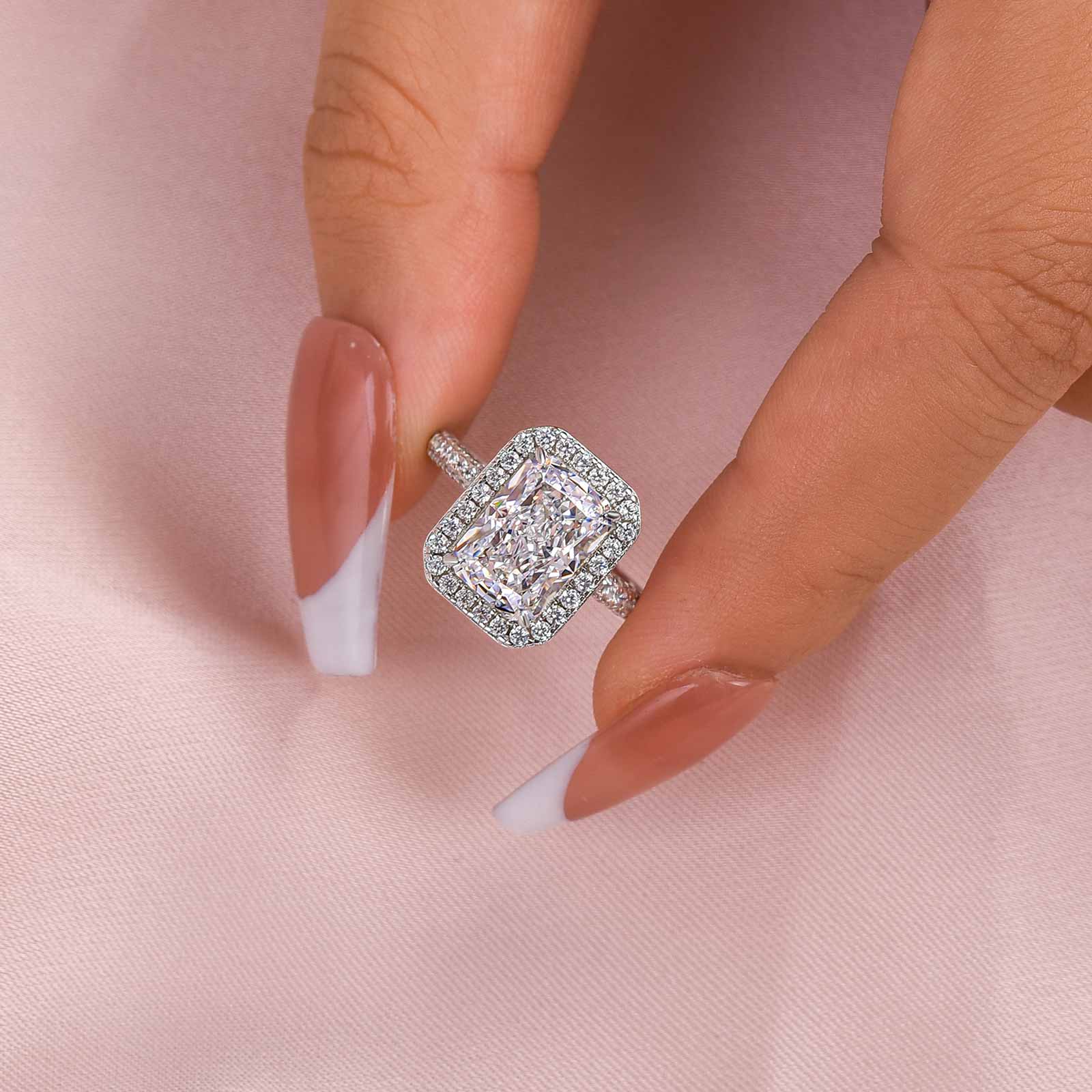 Ahabobo Noble Halo Radiant Cut Engagement Ring