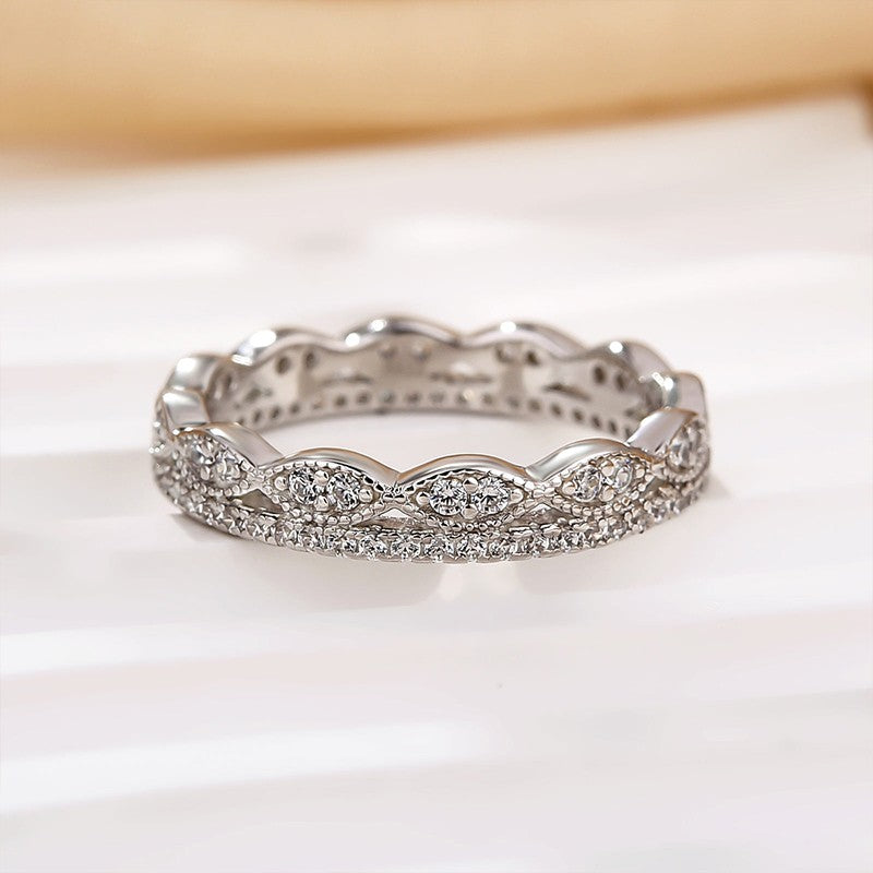 0.5Ct Simulated Diamond Eternity Wedding Band Travel Ring In Sterling Silver