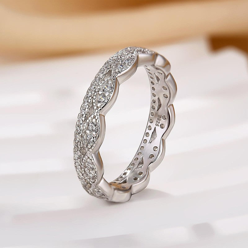 0.5Ct Simulated Diamond Eternity Wedding Band Travel Ring In Sterling Silver