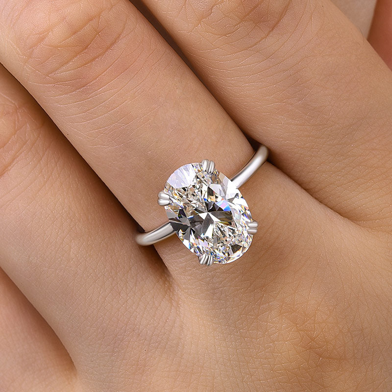 Sparkle Oval Cut Engagement Ring In Sterling Silver