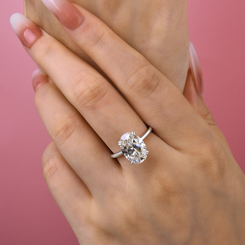 Sparkle Oval Cut Engagement Ring In Sterling Silver