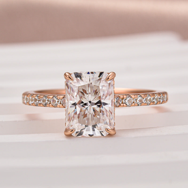 Maxine Moissanite 2.0 CT Radiant Cut Engagement Ring In Sterling Silver