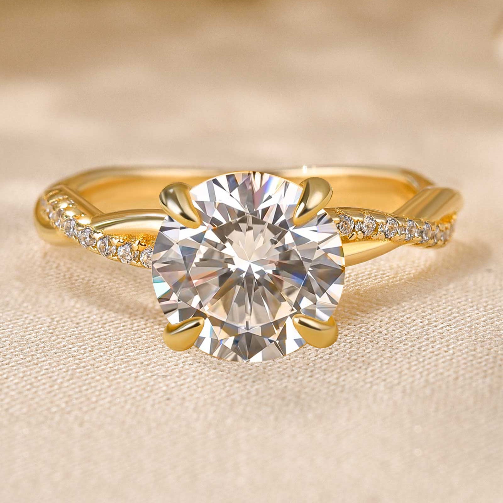 Maxine Twist 2.0 Carat Round Cut Engagement Ring For Her In Sterling Silver