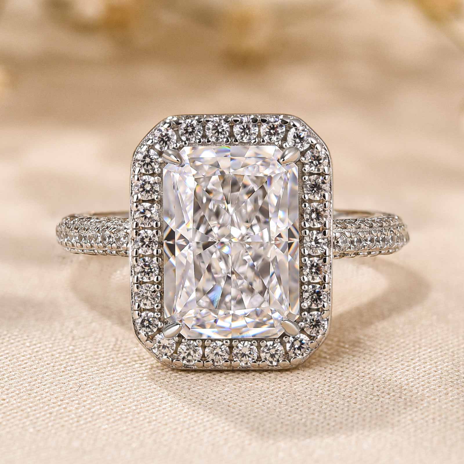 Ahabobo Noble Halo Radiant Cut Engagement Ring