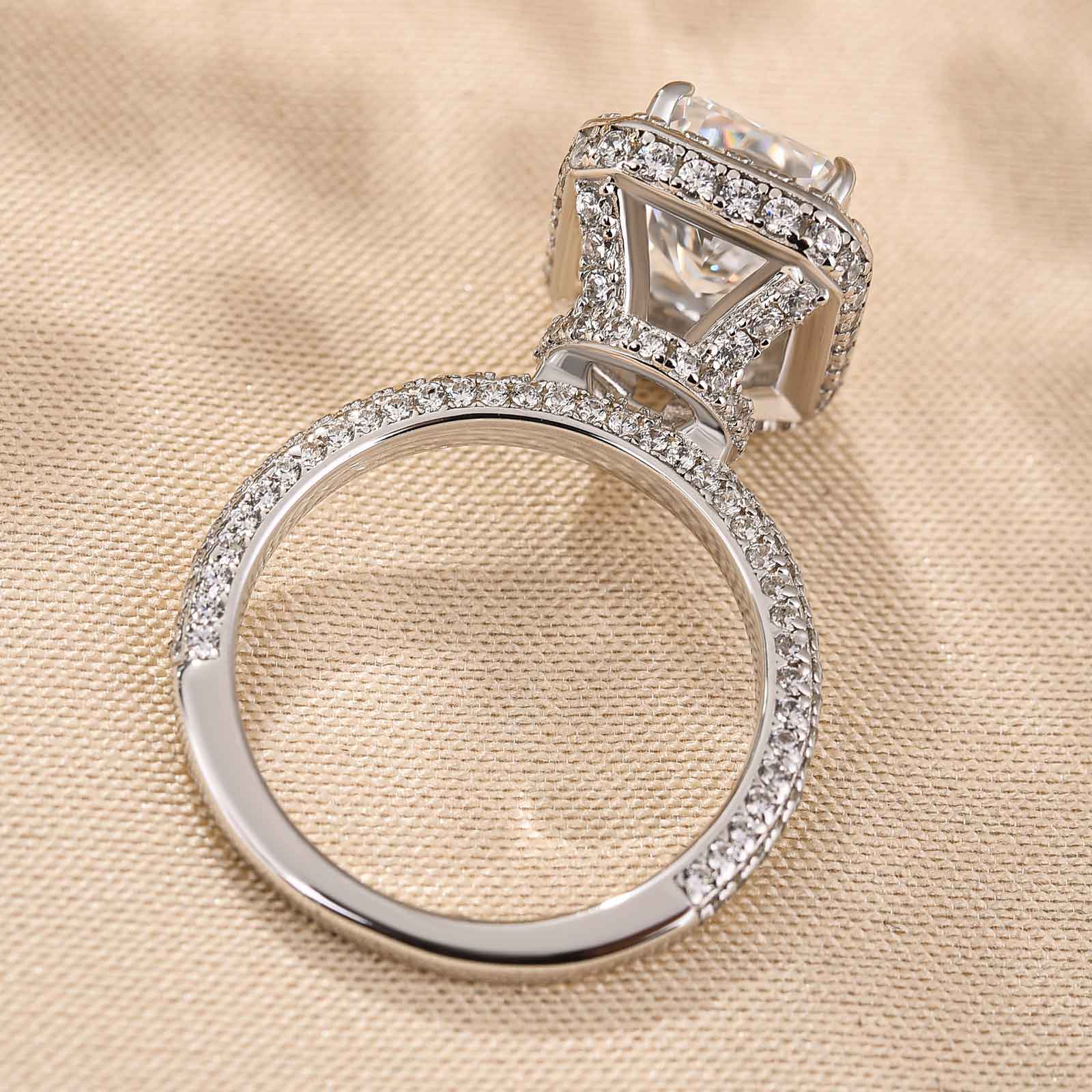 Ahabobo Noble Halo Radiant Cut Engagement Ring
