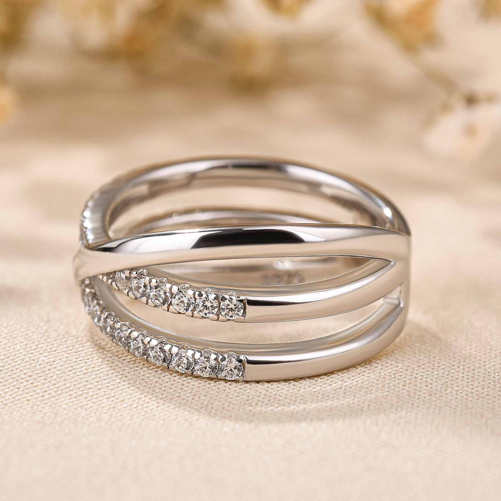 Precious Three Layer Cross Wedding Band