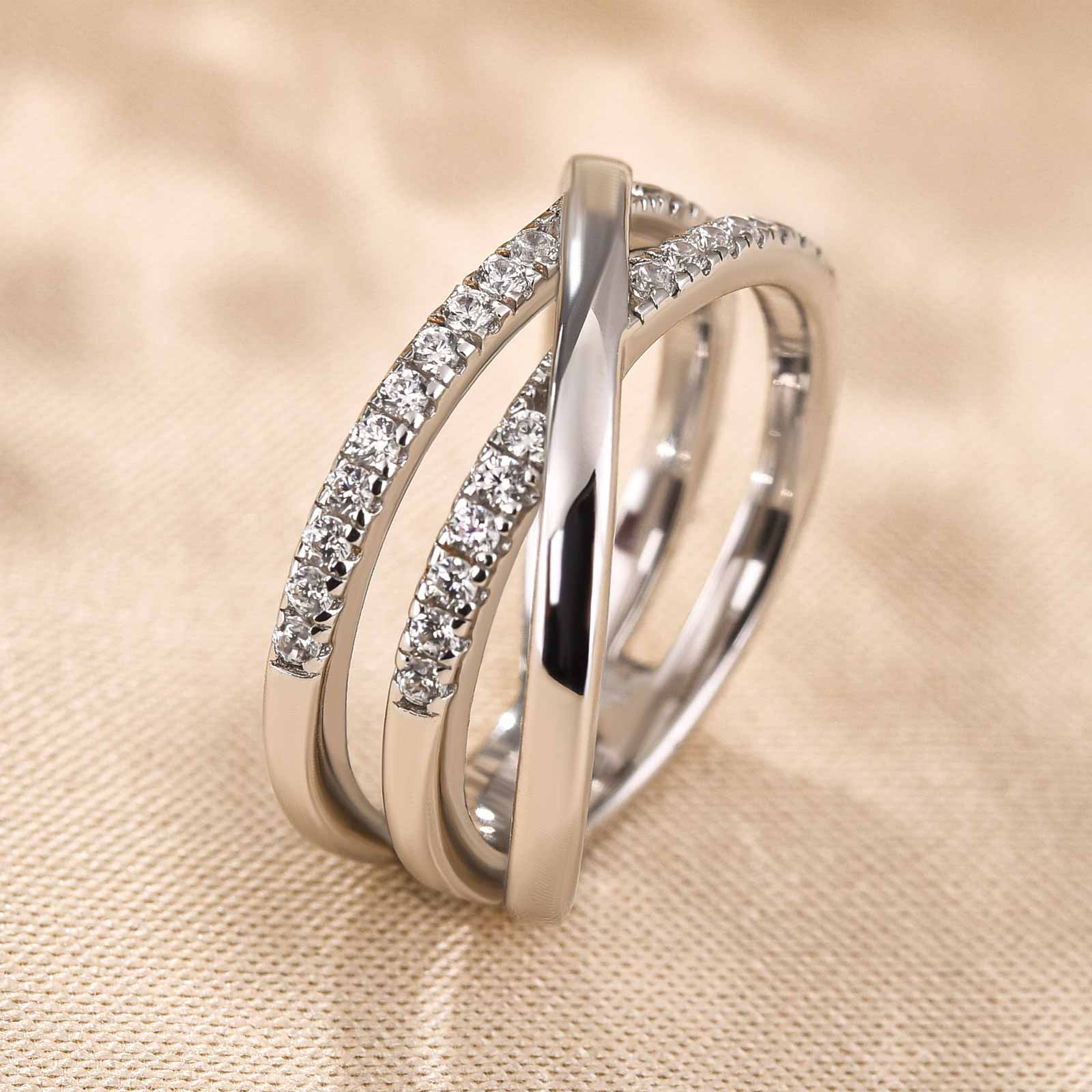 Precious Three Layer Cross Wedding Band
