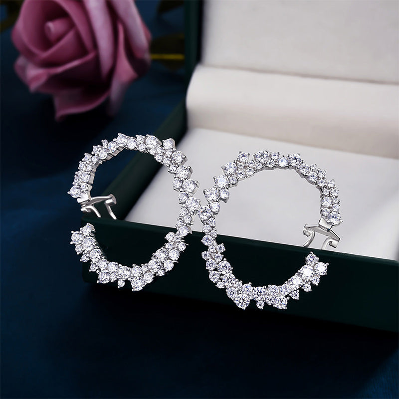 4.0Ct Sparkle Round Cut Women's Hoop Earrings In Sterling Silver