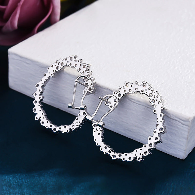 4.0Ct Sparkle Round Cut Women's Hoop Earrings In Sterling Silver