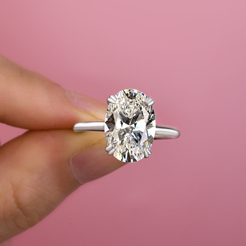 Sparkle Oval Cut Engagement Ring In Sterling Silver