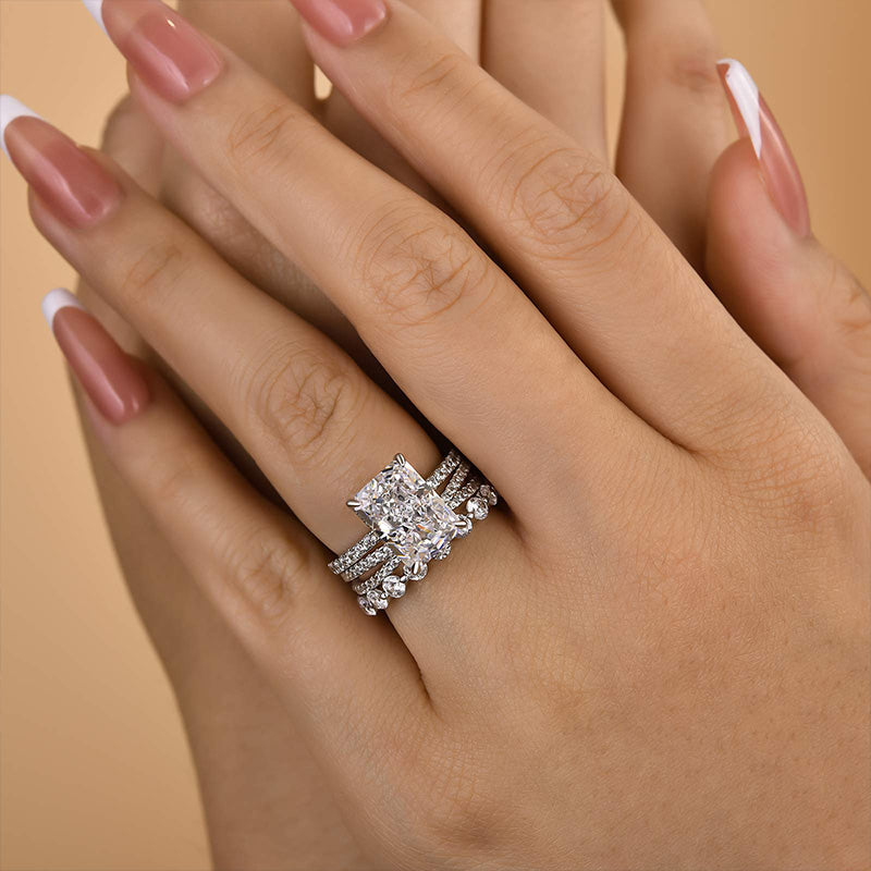 Maxine Honorable Crushed Ice Radiant Cut 3PC Wedding Ring Set