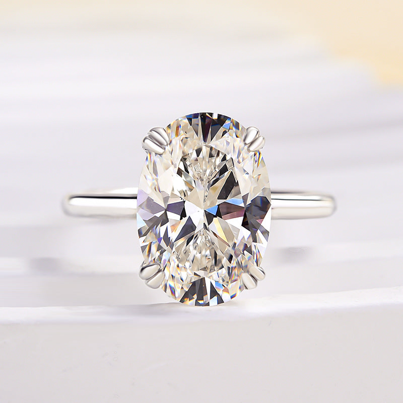 Sparkle Oval Cut Engagement Ring In Sterling Silver