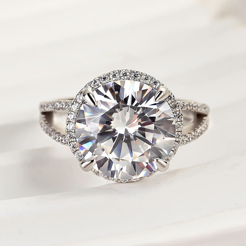 Ahabobo Luxury Halo 5.0Ct Round Cut Engagement Ring