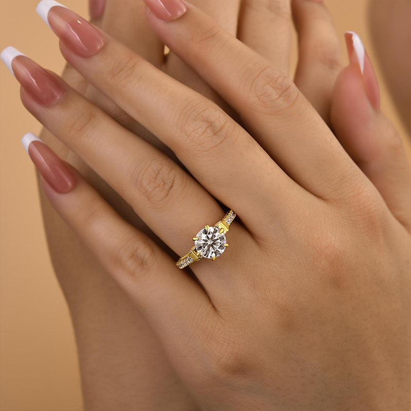 Maxine Moissanite Bow Base Design 2.0 Carat Round Cut Engagement Ring