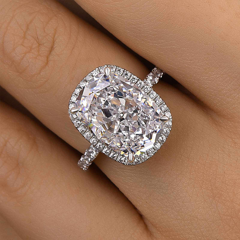 Ahabobo Gorgeous Halo 9.0Ct Elongated Cushion Cut Engagement Ring