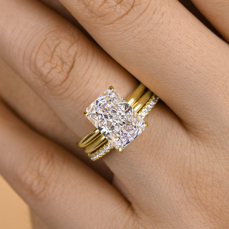 4.5Ct Classic Radiant Cut 3PC Wedding Ring Set