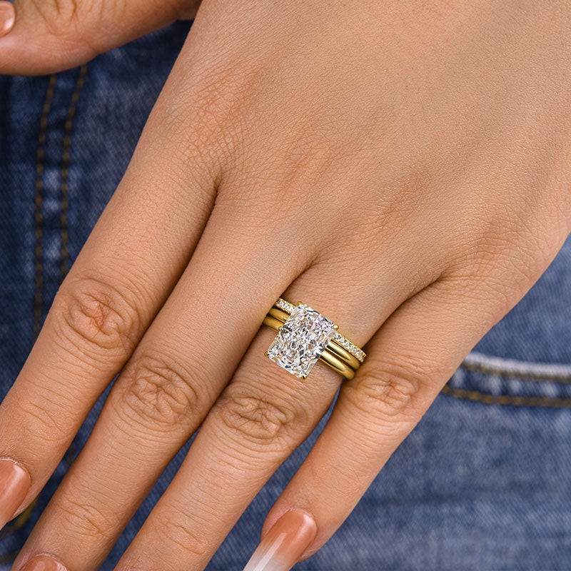 4.5Ct Classic Radiant Cut 3PC Wedding Ring Set