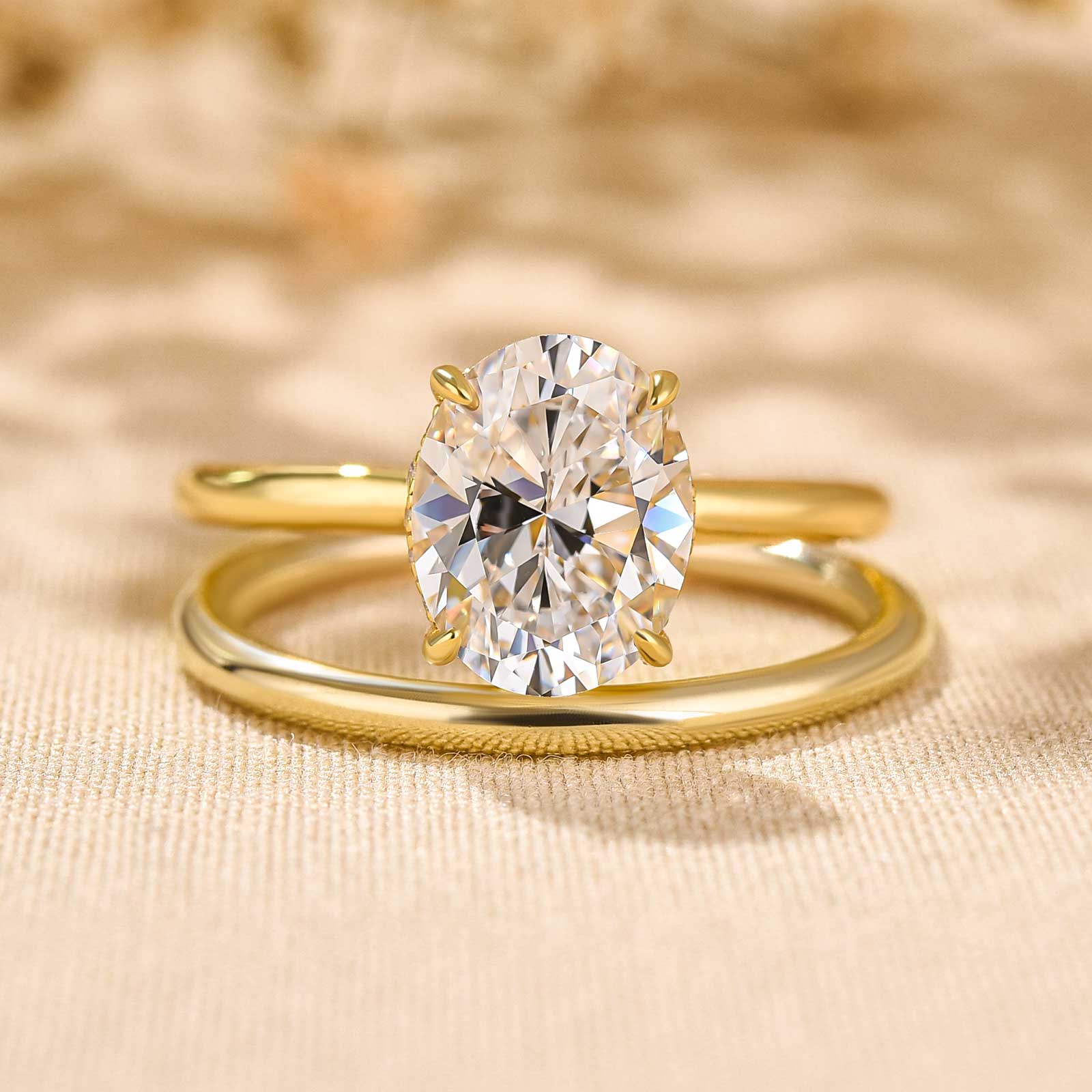 Sparkle Oval Cut Sona Simulated Diamonds Wedding Ring Set For Women