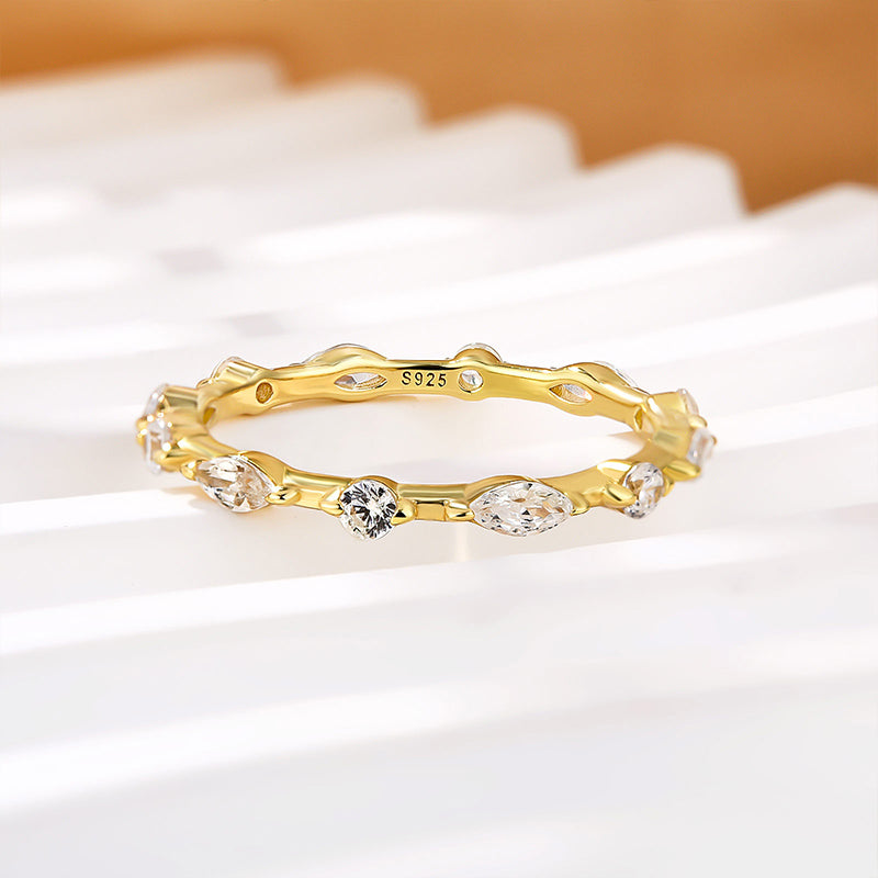 Ahabobo Fashion Marquise & Round Cut Wedding Band