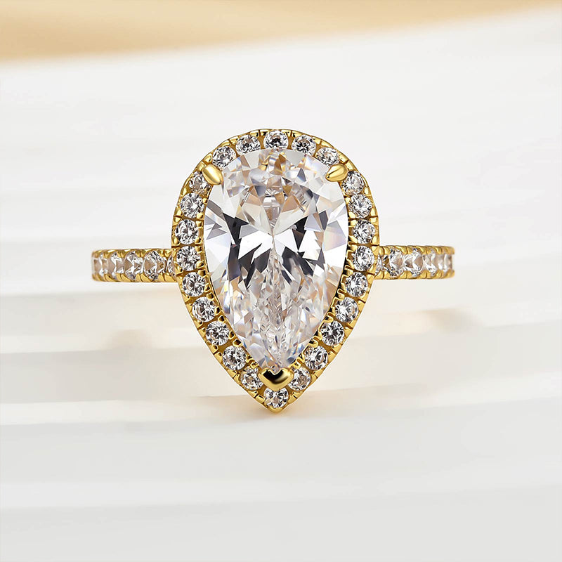 Classic 2.2 Carat Simulated Diamond Pear Cut Halo Engagement Ring for Her