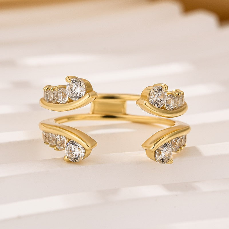 Vintage Vine Yellow Gold Jacket Wedding Band In Sterling Silver