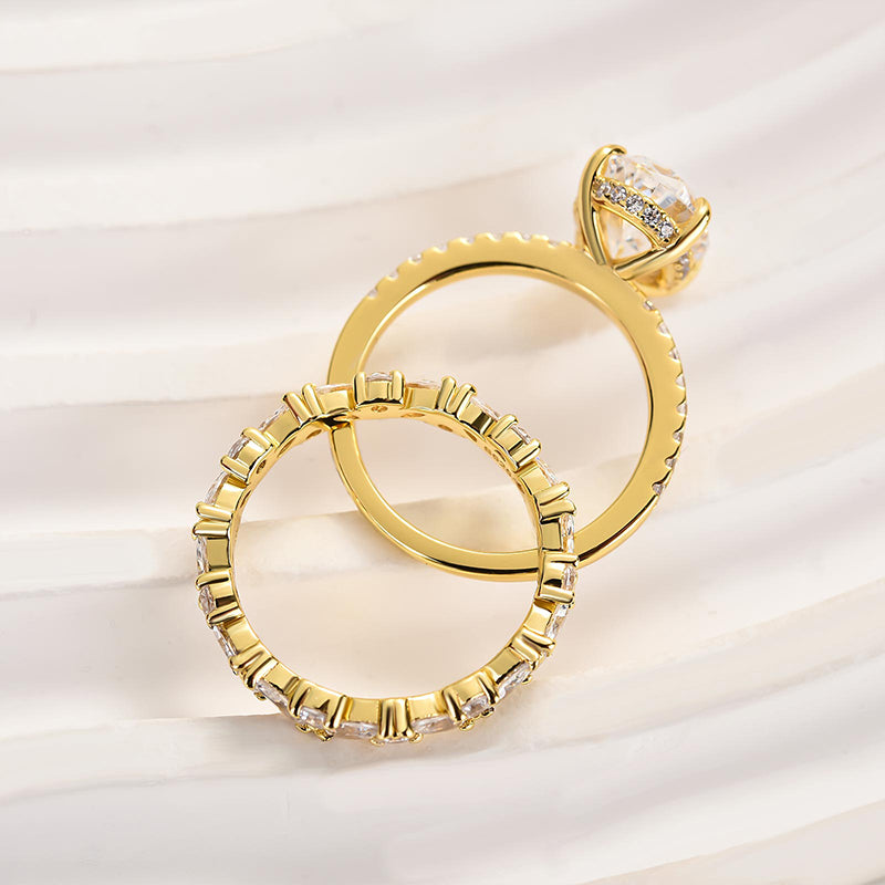 Ahabobo Unique Oval Cut Wedding Ring Set