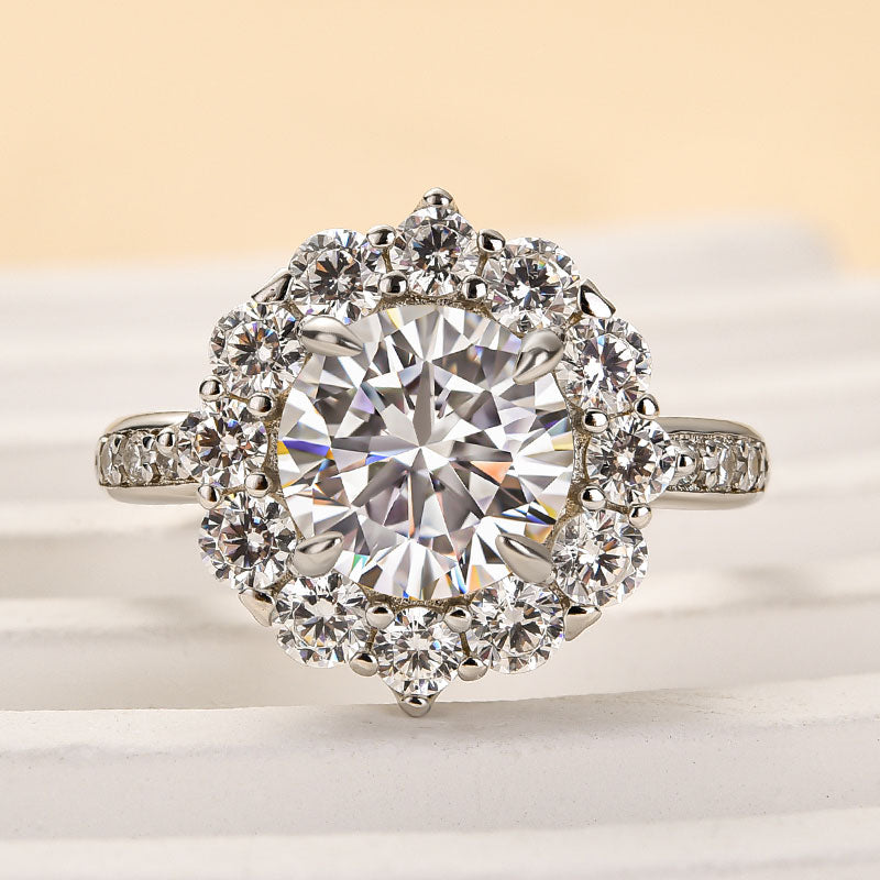Maxine Moissanite 2.0 Ct Round Cut White Gold Engagement Ring For Women