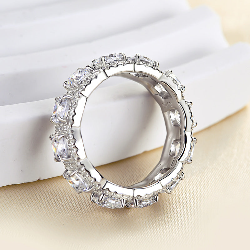 Vintage Halo Cushion Cut Wedding Band For Women In Sterling Silver