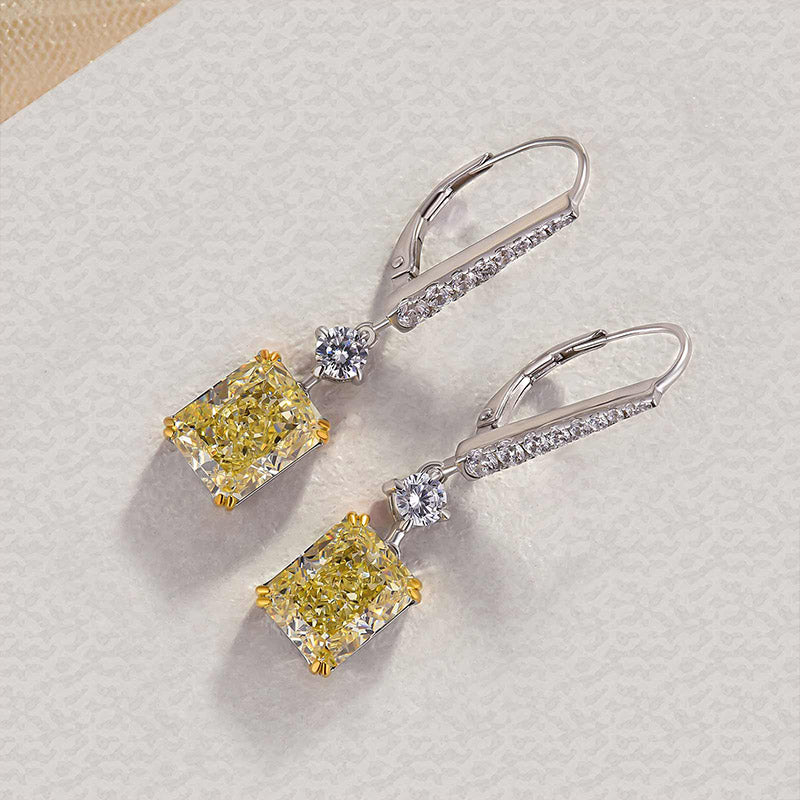 5.0Ct Honorable Radiant Cut Yellow Sapphire Earrings for Women