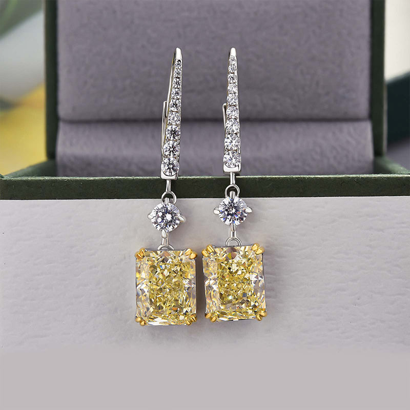 5.0Ct Honorable Radiant Cut Yellow Sapphire Earrings for Women