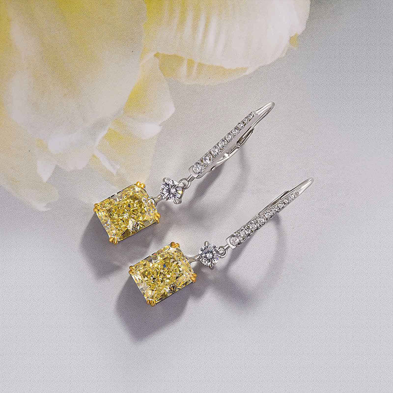 5.0Ct Honorable Radiant Cut Yellow Sapphire Earrings for Women