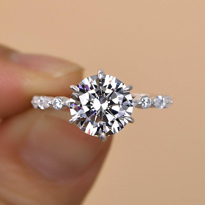 Unique 6 Prong Round Cut Engagement Ring