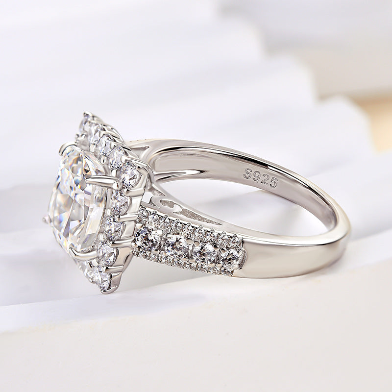 Noble Halo Crushed Ice Cushion Cut Engagement Ring In Sterling Silver