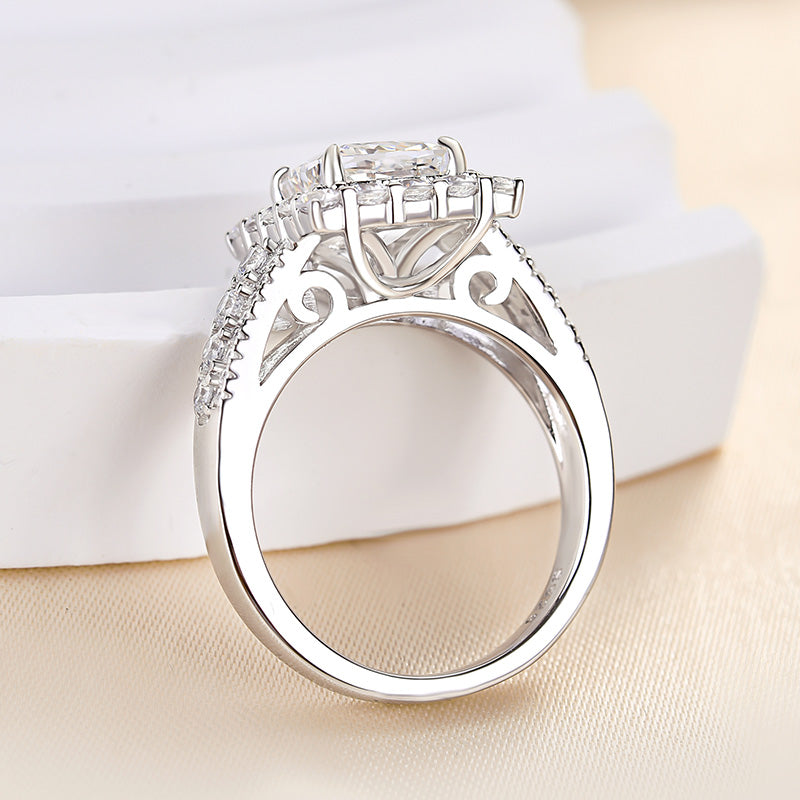 Noble Halo Crushed Ice Cushion Cut Engagement Ring In Sterling Silver