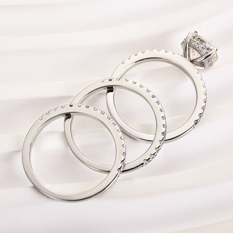 2.0Ct Elegant Round Cut 3PC Wedding Ring Set In Sterling Silver