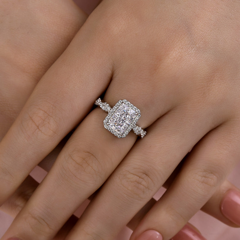 Ahabobo Twist Halo 3.0Ct Radiant Cut Engagement Ring