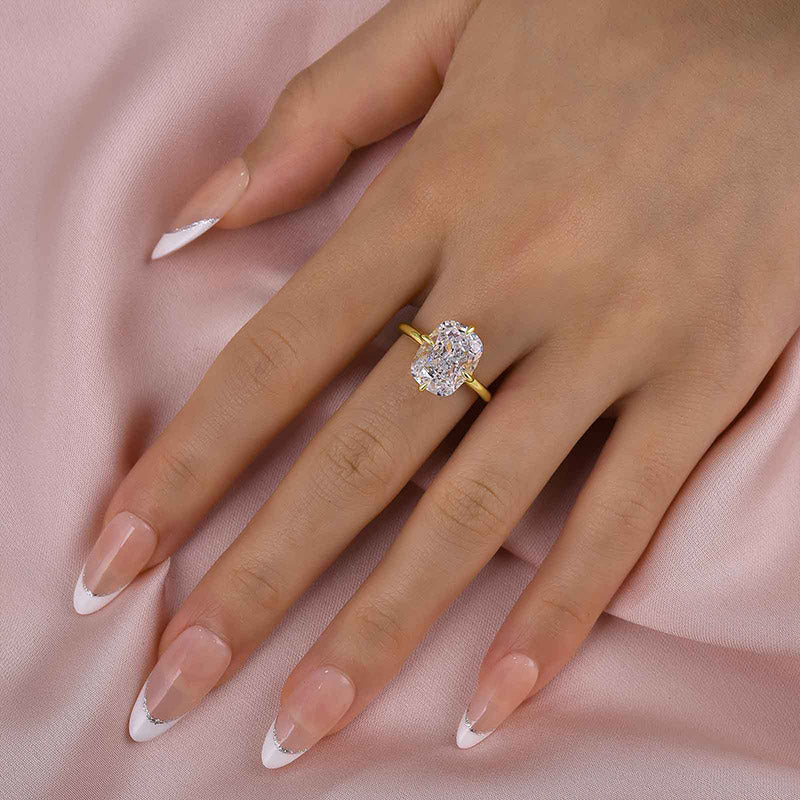 Maxine Classic Elongated Cushion Cut 6.5Ct Engagement Ring For Women In Sterling Silver