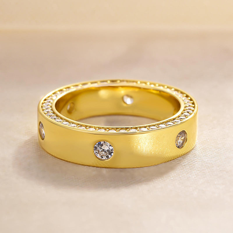 Luxurious Unisex Wide Wedding Band In Sterling Silver